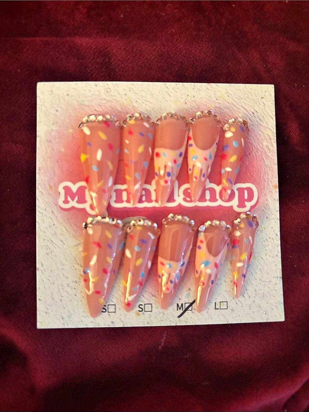 Pink & Orange Press-On Nails NWT